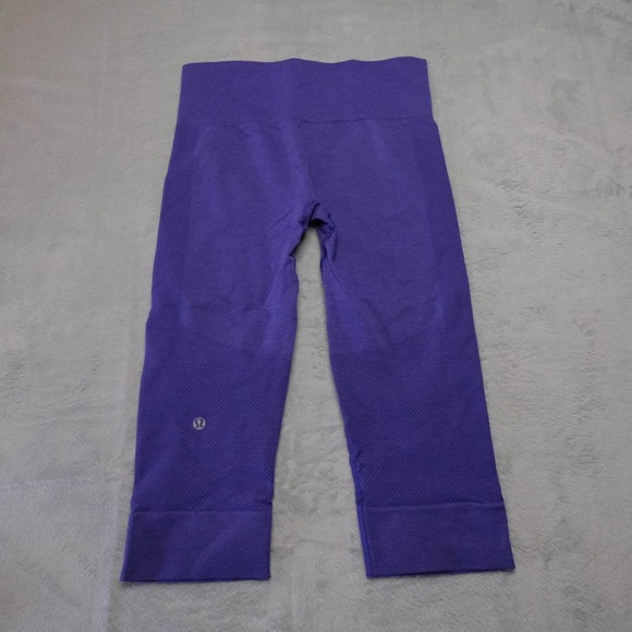 Lululemon Womens In The Flow Crop Leggings Sz 6 Purple High Waisted - Picture 5 of 11